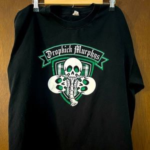 Dropkick Murphys Three Leaf Skull Shamrock Band T-shirt Heavyweight Anvil